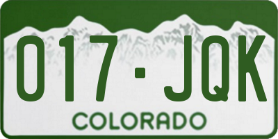 CO license plate 017JQK