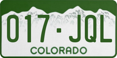 CO license plate 017JQL