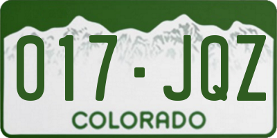CO license plate 017JQZ