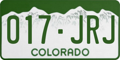 CO license plate 017JRJ