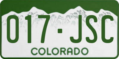 CO license plate 017JSC