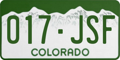 CO license plate 017JSF