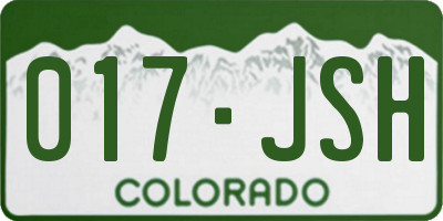 CO license plate 017JSH