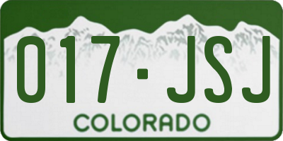 CO license plate 017JSJ