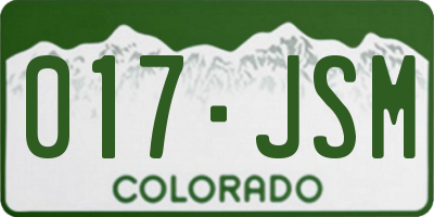 CO license plate 017JSM