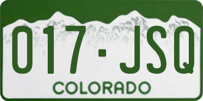 CO license plate 017JSQ