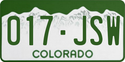 CO license plate 017JSW