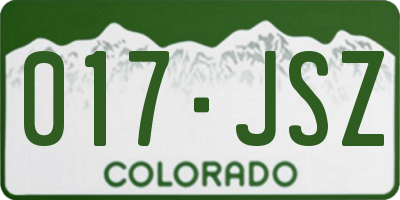 CO license plate 017JSZ