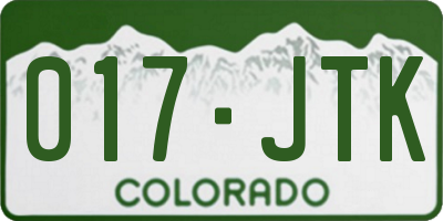 CO license plate 017JTK