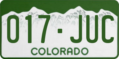 CO license plate 017JUC