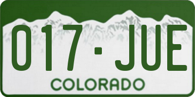 CO license plate 017JUE