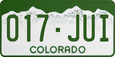 CO license plate 017JUI