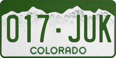 CO license plate 017JUK