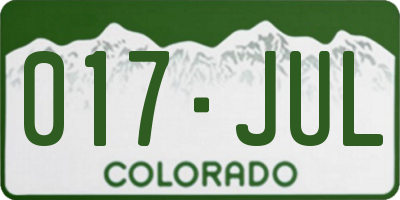 CO license plate 017JUL