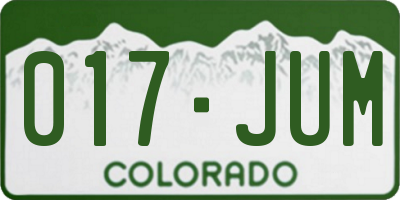 CO license plate 017JUM