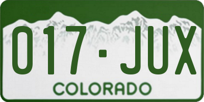 CO license plate 017JUX