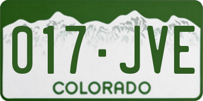 CO license plate 017JVE