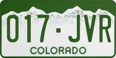 CO license plate 017JVR