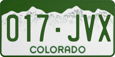 CO license plate 017JVX