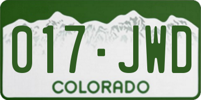 CO license plate 017JWD