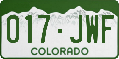CO license plate 017JWF