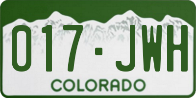CO license plate 017JWH