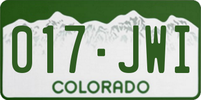 CO license plate 017JWI