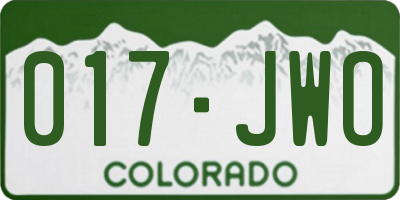 CO license plate 017JWO