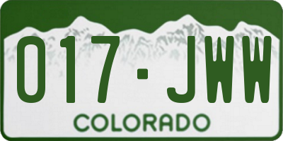 CO license plate 017JWW
