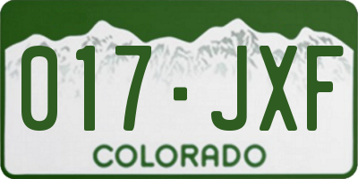 CO license plate 017JXF