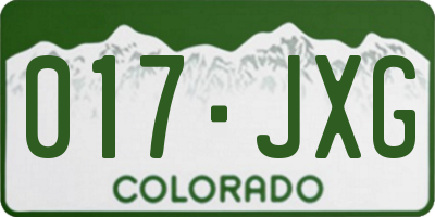 CO license plate 017JXG
