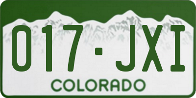 CO license plate 017JXI