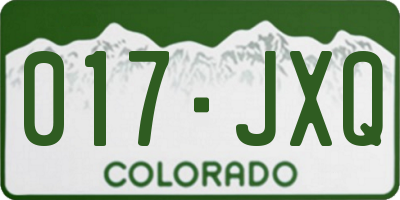 CO license plate 017JXQ