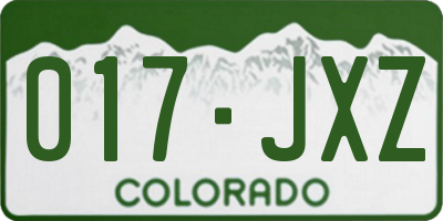 CO license plate 017JXZ