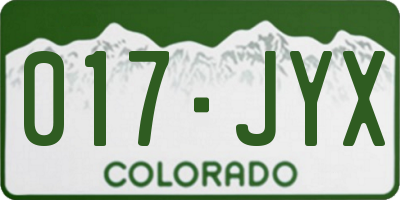 CO license plate 017JYX