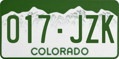 CO license plate 017JZK