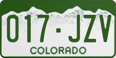 CO license plate 017JZV