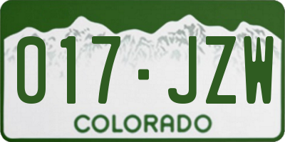 CO license plate 017JZW