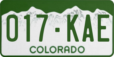 CO license plate 017KAE