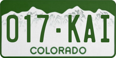 CO license plate 017KAI