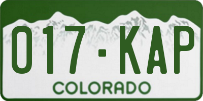 CO license plate 017KAP