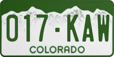 CO license plate 017KAW