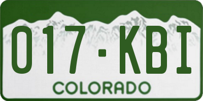 CO license plate 017KBI