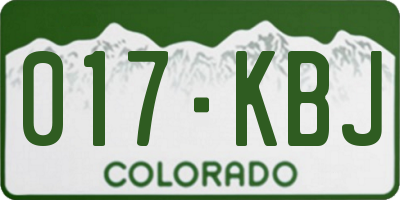 CO license plate 017KBJ