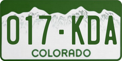 CO license plate 017KDA