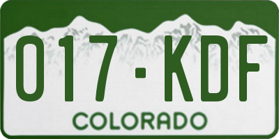 CO license plate 017KDF