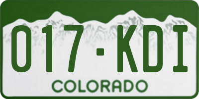 CO license plate 017KDI