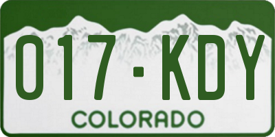 CO license plate 017KDY
