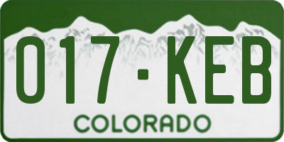 CO license plate 017KEB