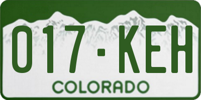 CO license plate 017KEH